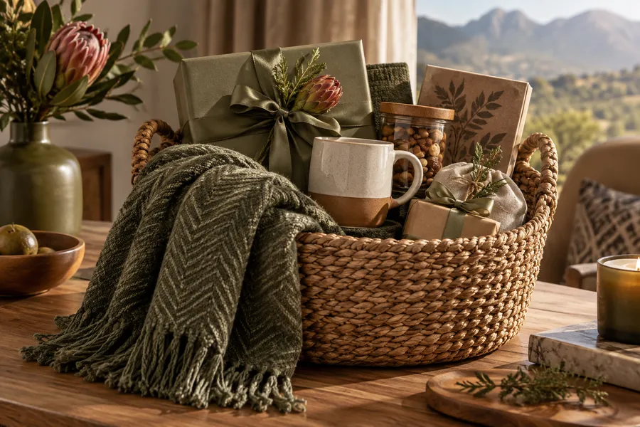 Illustrative gift hamper baskets and basket gifts arrangement